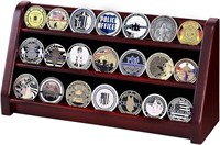 DecoWoodo Challenge Coin Display Case, 3 Rows Soli