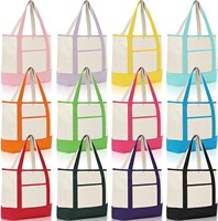 Sanwuta 16 Pack Canvas Tote Bag with Handles, 17.