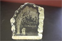 An Etched Glass Paperweight