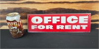 Tin Office For Rent Sign