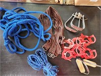 Lot of Horse Equipment Stirrup Lead Ropes