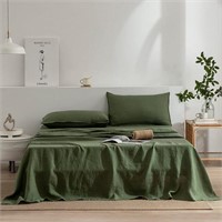 EVERLY Linen Queen Sheets Set, 100% Stonewashed Fr