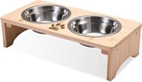 MRECHIR Raised Pet Bowls for Cats and Dogs, Bamboo