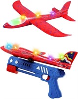 IREMATE 1 Pack Airplane Launcher Toys LED Foam Gli