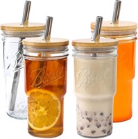 Hilivy Reusable Boba Cup and lids straw - Glass Bu