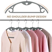 Grey Plastic Hangers 5 Pack: No Shoulder Bumps Ult
