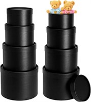 LMHEJING 8 Pcs Round Gift Boxes with Lids Set Blac