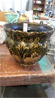 Ceramic flower pot - 8 inches h. - *some cracks*