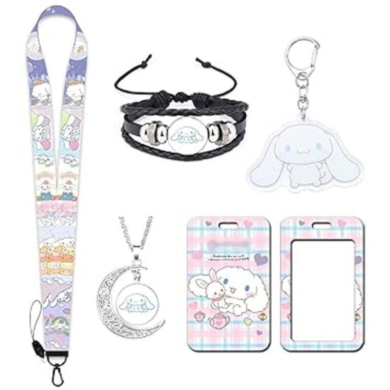 5 Pcs Anime Kitty Gift Set,Anime Lanyard with ID