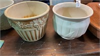 Vintage flower pots - 6.5 & 7 inches h. -lot of 2