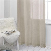 BONZER Burlap Linen Sheer Curtains for Living