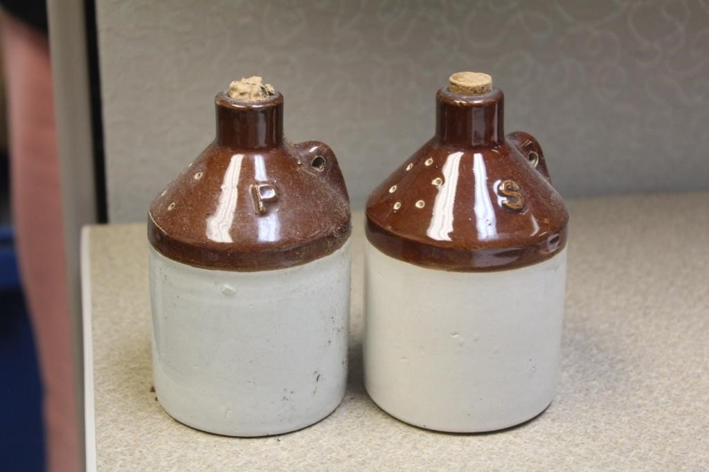 Pair of Stoneware Salt and Pepper Shakers