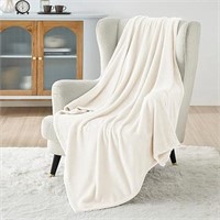 Bedsure Fleece Blanket Twin Blanket - Cream