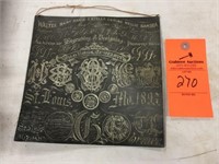 Early 8” x 8” engraved ornate sign- Wild Bros.