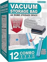 12 Combo Vacuum Storage Bags (3 Jumbo/3 Large/3