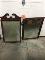 2 old wood frame mirrors