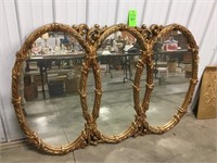 62.5” x 43.5” mid century triple mirror