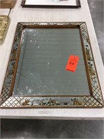 22.5” x 28.5” ornate glass frame oriental mirror