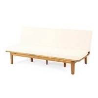 Teak Outdoor Day Bed 1-Pc  Beige Cushions