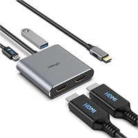 fairikabe USB C to Dual HDMI 4K 60Hz Adapter, USB