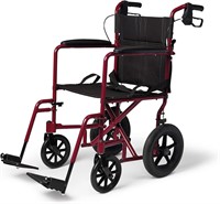 Medline Transport Wheelchair  12 Wheels  Red