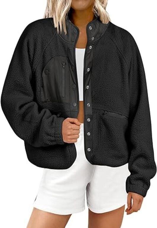 X-Small - Womens Fleece Jacket Button Down Shacket