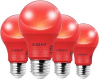 EDISHINE 4 Pack Red Light Bulbs, A19 LED Light Bul
