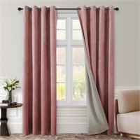 HOMEIDEAS Blush Pink 100% Blackout Velvet Curtains