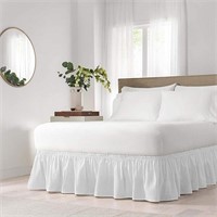 Easy Fit Solid Elastic Wrap Around Bed Skirt, Easy