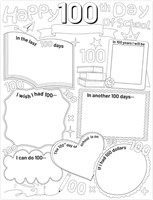 FANCY LAND 100th Day Coloring Posters Happy 100 Da