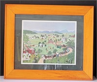 Folk Art Painting of Town Gathering by Moses