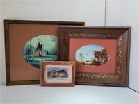 (3) Framed and Matted Prints, 2- Barns,