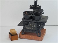 Toy Cast Iron Cook Stove with Toy Pots and Pans