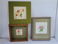(3) Small Original Water Color Floral Paintings