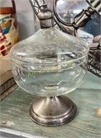 STERLING FINIAL & FOOTED CANDY JAR