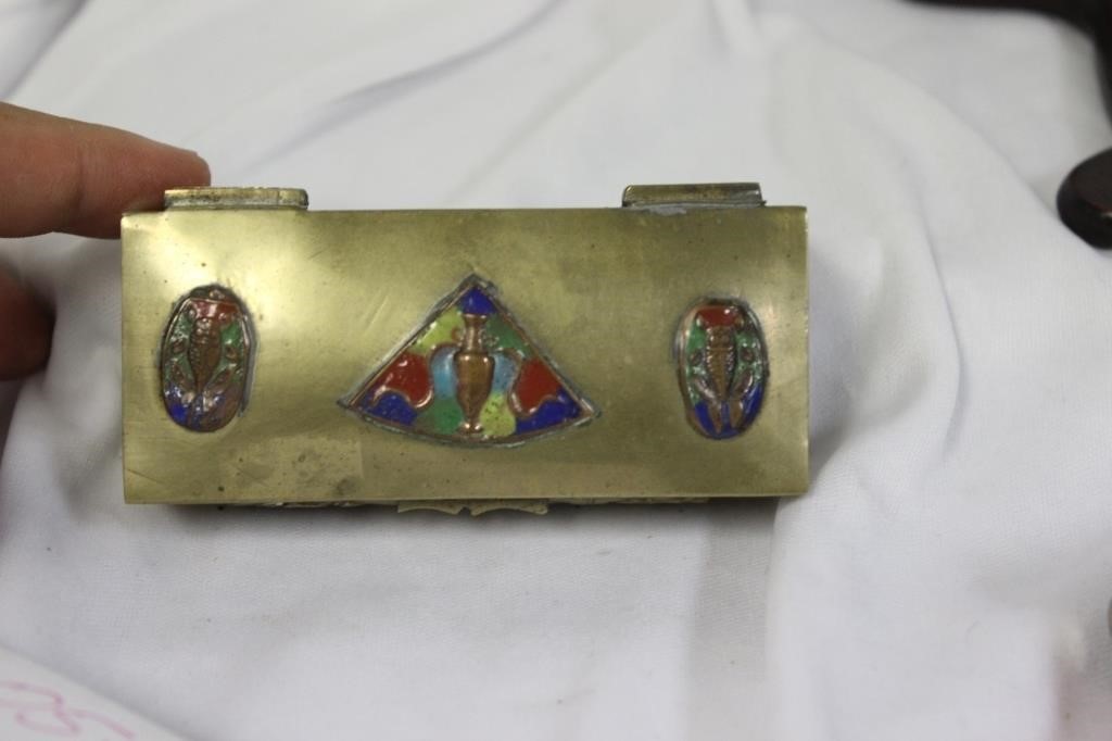 A Chinese Brass Cloisonne Trinket Box