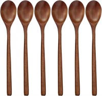 Wooden Spoons, 6 Pieces 9 Inch Wood Soup Spoons fo