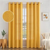 (1 curtain only) Gold Linen Semi Sheer Fall