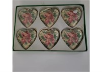 6 Vintage Decoupage Rose Heart Victorian Rose