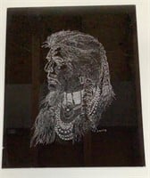 Indigenous Man Etching On Glass by Sterling