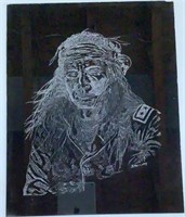 Indigenous Soldier Etching On Glass by Sterling