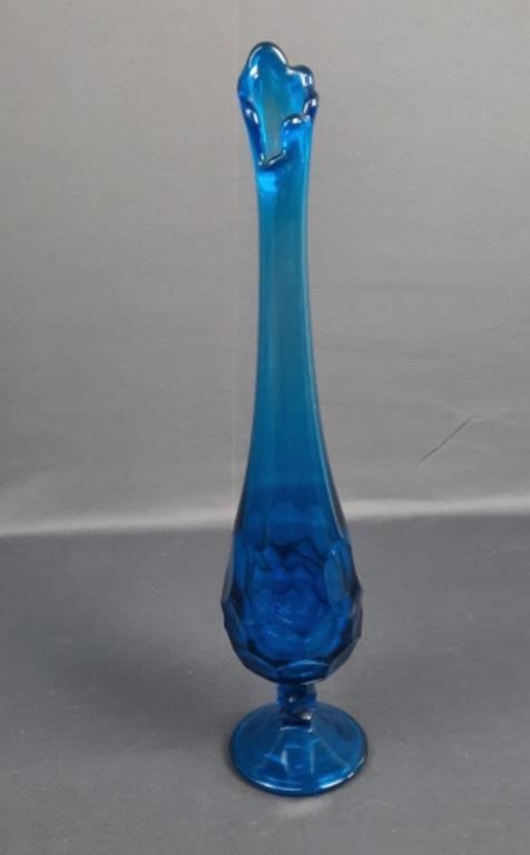 Fenton Blue Swung Glass Vase