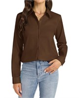 (color: brown size: Small) New Womens Button Down