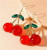 (OpenBox/New)Cute Red Cherry Drop Earrings For