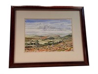 Framed Watercolor of Landscape by C Adams