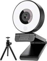 (new)papalook 1080P Webcam with Ring Light and