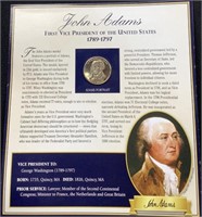 John Adams 1st US Vice President Portrait Coin &