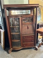 Antique curio secretary desk cabinet