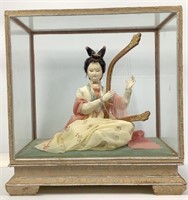 Hand Sewn Cloth Asian Harp Player In Case