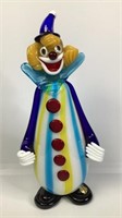 Murano Blue Yellow & White Stripe Glass Clown